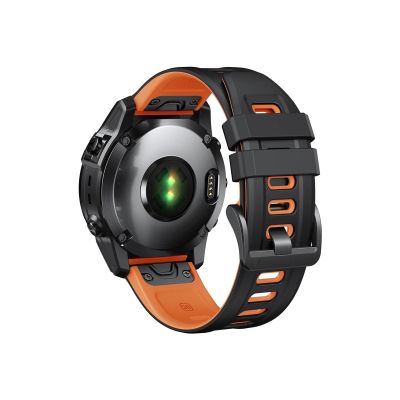 Two-Tone Soft Silicone Strap Fit For Garmin Fenix 7X Pro QuickFit 26mm Watch Band Fit For Garmin Epix Pro Gen 2 51mm Watchband Bracelet (Color : Black Orange, Size : For Fenix 7X Pro)