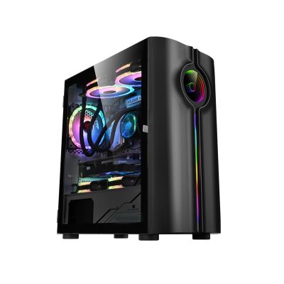 ARrase Computer Gaming Case,M-ATX ITX Mid-Tower PC Case,Pre-Installed 8 Fans,Water Cooling Case,RGB Light Bar,Suitable for Gaming and Office Work (Color : Black), 18648