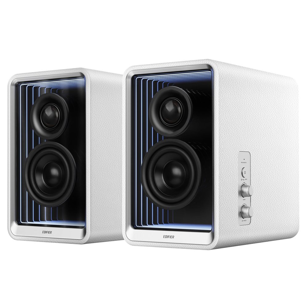 Edifier QR65 Active Monitor Speaker with 65W GaN Fast Charger Function, 70W RMS Bluetooth Computer Speakers with Hi-Res 24bit Wireless Audio, Subwoofer Out and Light Effects (White)