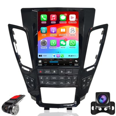 Car Radio for Cadillac CTS 2008-2012 Stereo Replacement Upgrade Carplay Android Auto Vertical Touch Screen Tesla Style with DSP in Dash Headunit Multimedia Player Audio Voice Control (Black)