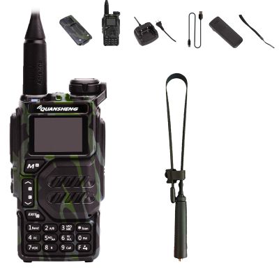 Quansheng UV-K5 Radio USB-C Charging Dual Band Two Way Radio Long Range for Adult 5W Long Range Handheld Radio NOAA Scrambler/DTMF One Key Copy Camo with 18.89in Tactical Antenna