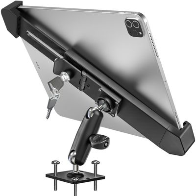 woleyi Anti Theft Heavy Duty Drill Base Tablet Holder Car Mount Dashboard for Truck/Vehicle with Security Lock and Key, Compatible with iPad Pro/Air/Mini, Galaxy Tabs, More 7-11" Tablets