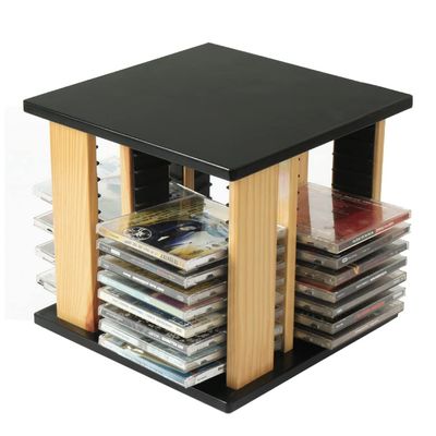 SBOJI Rotatable CD Rack Media Storage Rack CD Storage Holder CD Collection Storage Box Holds 48CDs, 28*28*27cm