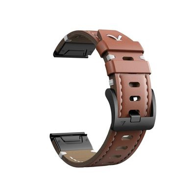 22 26mm Fit For Garmin Leather Strap 5Plus 6Pro 7Pro Quick Release Wristband Belt Sport Watch Band Fenix7XPro 5XPlus 6XPro Braceletacele (Color : Brown2-black buckle, Size : 22mm)