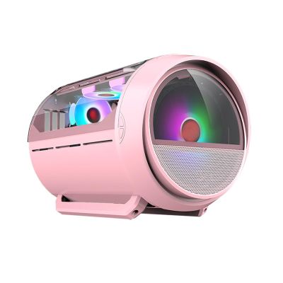ARrase Computer Gaming Case,Mid-Tower M-ATX/ITX Desktop PC Case, Glass Side Panel Case,Pre-Installed 4 Fans,USB3.0,Suitable for Gaming and Office Work (Color : Pink), 18648