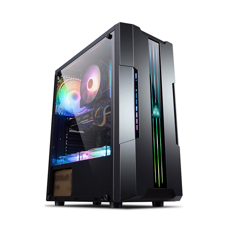 ARrase Computer Gaming Case,Acrylic Side Panel Case,ATX M-ATX ITX,Pre-Installed 6x120mm Fan,Top 1/0 Interface PC Case,Suitable for Gaming and Office Work, 18648