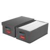 NUSWOR DVD Storage Box - Perfect DVD Case Storage Solution, Stackable DVD Organizer with Lid, 2Pack DVD Holder 15.75 x 8.1 x 6.1 inches - Holds 50 DVDs - Grey, USNWDVD2S2 view 1
