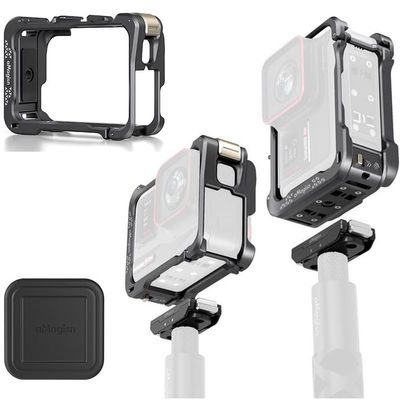 Coyktonty Cage for Insta360 Ace Pro/Insta360 Ace, Aluminum Alloy Quick-Release Protective Frame with Lens Protection Cover,with a Cold Boot Slot and Adapter, it can be Connected to a Tripod