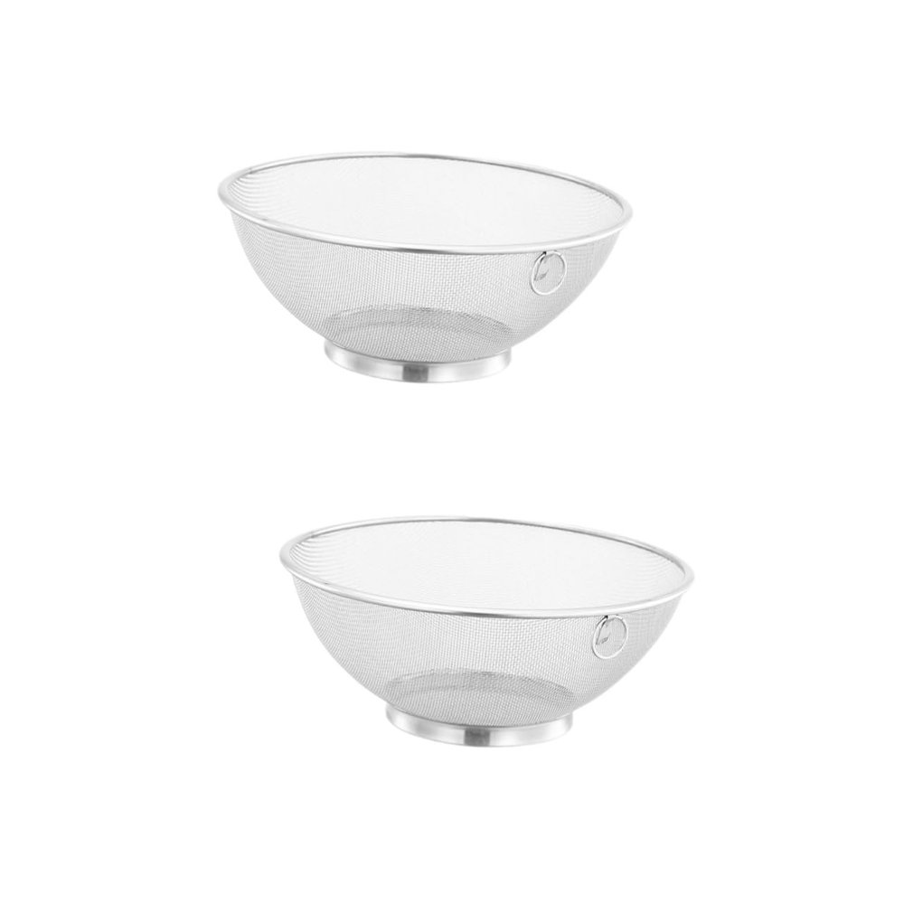 MAGICLULU 2pcs Stainless Steel Draining Basket Fine Mesh Strainer for Washing Fruits Vegetables and Rice Kitchen Drainer for Indoor and Outdoor Use