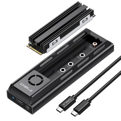 ineo M.2 NVMe NGFF SSD Docking Station - 20Gbps External Dock with Cooling Fan, Supports M Key & B+M Key, RTL9220DP [2630]