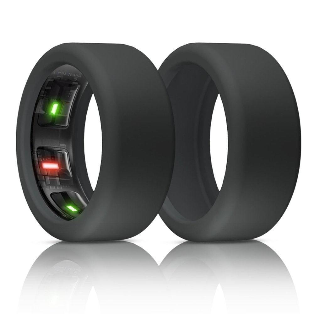 BandSmith Silicone Ring Cover Compatible with Oura Ring Protector, Elastic Case for Oura Ring Gen 4/3 Working Out - Patent Protected (Black+Black, S for 678910)