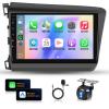 Car Stereo for Honda Civic 2012-2015 [4+64G 8Core] Wireless Carplay Android Auto,9" 1280 * 720P IPS Touch Screen Radio, Android13/GPS/WiFi/32EQ DSP/59UI/Bluetooth5.0/SWC+AHD Backup Camera&Mic view 1