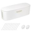 Cable Management Box - Large Cord Organizer Box to Hide Power Strip & Under Desk, TV Computer Wires Cable Organizer Box with Baby Proofs, Desk Cord Organizer for Home/Office - White