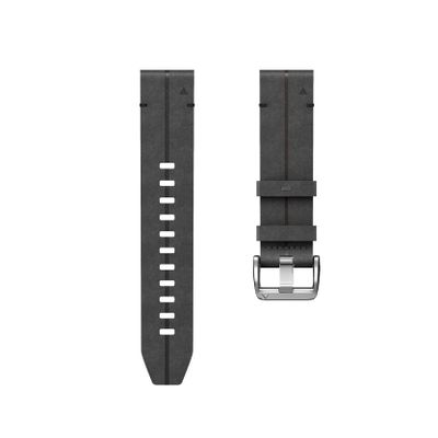 22 26mm Fit For Garmin Leather Strap 5Plus 6Pro 7Pro Quick Release Wristband Belt Sport Watch Band Fenix7XPro 5XPlus 6XPro Braceletacele (Color : Black-silver buckle, Size : 22mm)