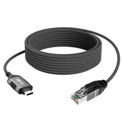 Slim USB C to Ethernet Cable 8 FT, Snagless RJ45 to USB Type-C Cord, Directly Connected, Gigabit LAN Network, OFC Wire, for MacBook Pro/Air, iPad Pro, iPhone 15 Series, Galaxy, Laptop, PC, OD: 3.6mm