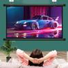 KEBER 60""/72""/80"" Manual Pull Down Projector Screen, 16:9/4:3 Portable Foldable Projection Screen for Home Theater Cinema Indoor Outdoor Projector Movie Screen (Size : 60"" (16:9)) view 1