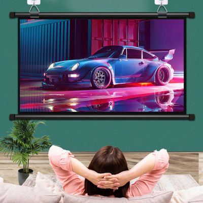 KEBER 60""/72""/80"" Manual Pull Down Projector Screen, 16:9/4:3 Portable Foldable Projection Screen for Home Theater Cinema Indoor Outdoor Projector Movie Screen (Size : 80"" (16:9))