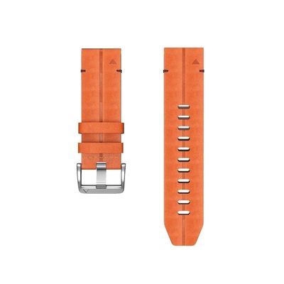 22 26mm Fit For Garmin Leather Strap 5Plus 6Pro 7Pro Quick Release Wristband Belt Sport Watch Band Fenix7XPro 5XPlus 6XPro Braceletacele (Color : Brown-silver buckle, Size : 22mm)