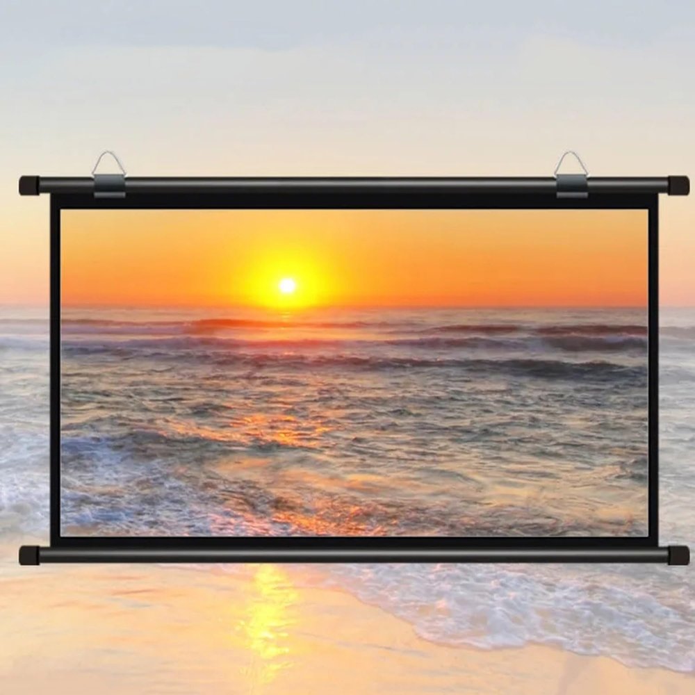 KEBER Portable Projector Screen 60"/72"/80", Wall Mountable 4K HD Projection Screen for School Theatre Cinema Home Movie Projector Screen, 16:9/4:3 Pull Down Wrinkle-Free Screen (Size : 72" (4:3))