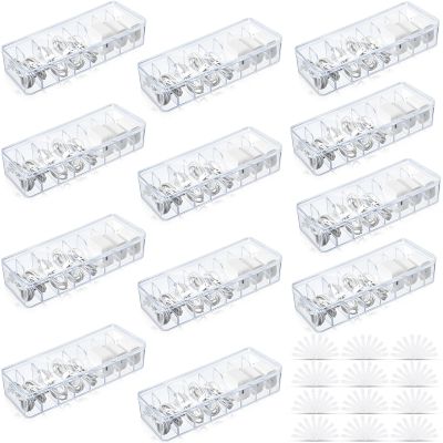 Tatuo 12 Pcs Cable Organizer Box with Wire Ties, Plastic Cord Storage Box with Lid, Electronics Organizer for Home Office Desk Organizers and Accessories (Clear)