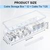 Tatuo 12 Pcs Cable Organizer Box with Wire Ties, Plastic Cord Storage Box with Lid, Electronics Organizer for Home Office Desk Organizers and Accessories (Clear) view 2