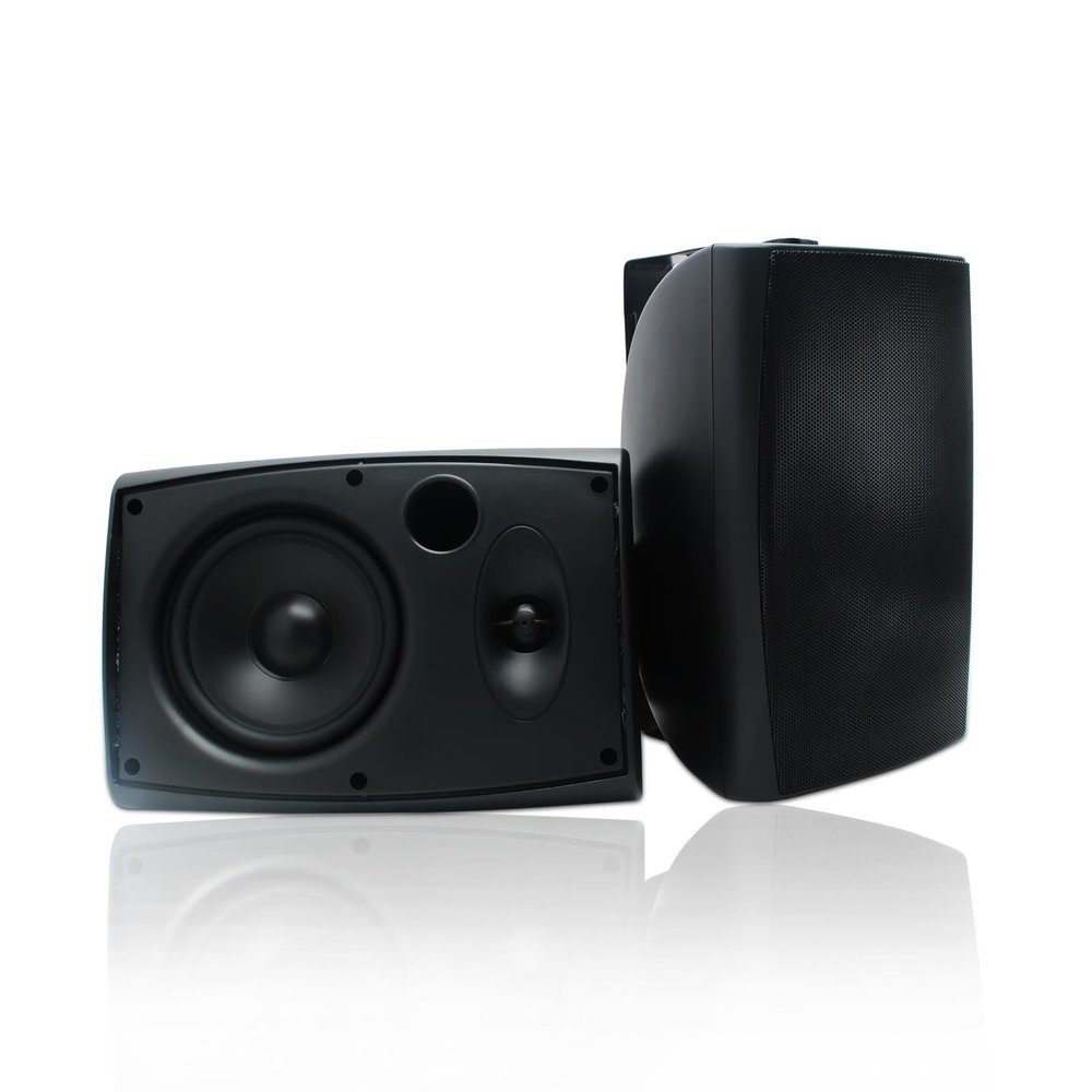 Herdio 6.5 Inches Indoor Outdoor Bluetooth Speakers Waterproof Wired 400 Watts with Powerful Bass,2 Way Wall Mount Speakers All-Weather Durability for Patio Home Deck Porch Backyard(Pair,Black)
