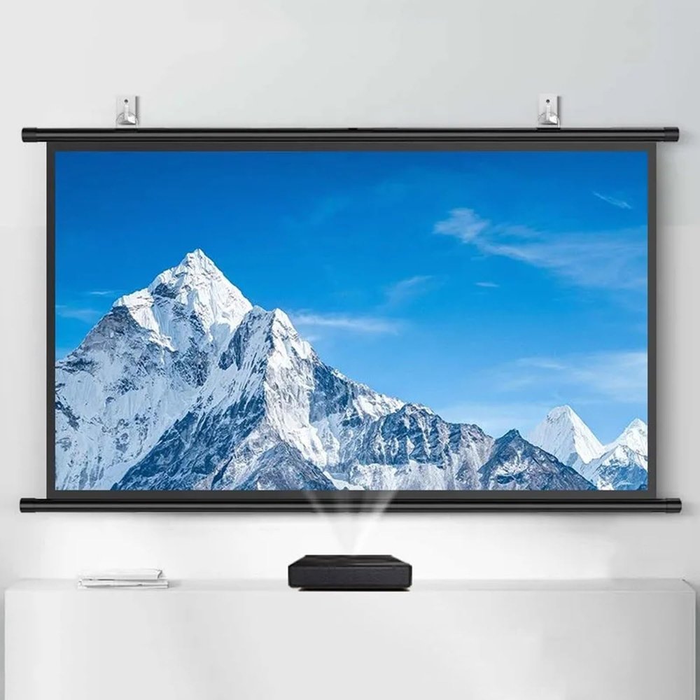 Projection Screen Portable Projector Screen, 60"/72"/80" Display, 16:9/4:3 Aspect Ratio, Wall Mountable 4K HD Movie Screen, Anti-Crease Pull Down Indoor Outdoor Projection Screens ( Size : 60" (4:3) )