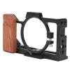 Camera Cage for ZV1 Camera, Aluminium Alloy Camera Cage Protective Casing Wooden Handle Grip view 2