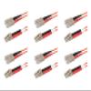 SpeedyFiberTX 6-Pack 100 Feet SC to LC Fiber Optic Patch Cable, Red and Black Boots, Corning InfiniCor Multimode OM1 62.5/125um Optical Fiber, Duplex Orange Riser OFNR Cable Jacket view 1