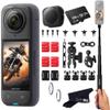 Insta360 X4 - Waterproof 360 Action Camera with 1/2"" 48MP Sensors, 5.7K 360 HDR Video, 4K Single-Lens, 2.29"" Touchscreen|Includes Motorcycle Bundle, Selfie Stick, Lens Guard&SD Card, Black view 1