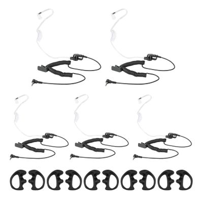 POFENAL Walkie Talkie Radio Listen Only Earpiece Headset with Clear Acoustic Tube Retaining Clip & Medium earmold(3.5mm pin, 5 pcs)