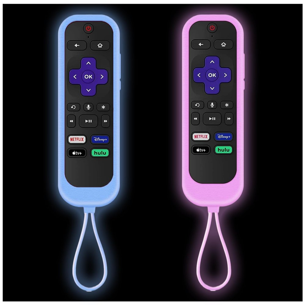 2Pack Case for Roku Remote Cover with Tracker | Onn Roku Remote Covers | Roku Express 4K+ | Roku TV | TCL Roku Glow in The Dark