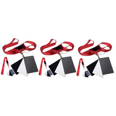 HOMSFOU 6pcs Camera Film Checker Portable Exposure Photography Balance Cards Lanyard Neck Strap