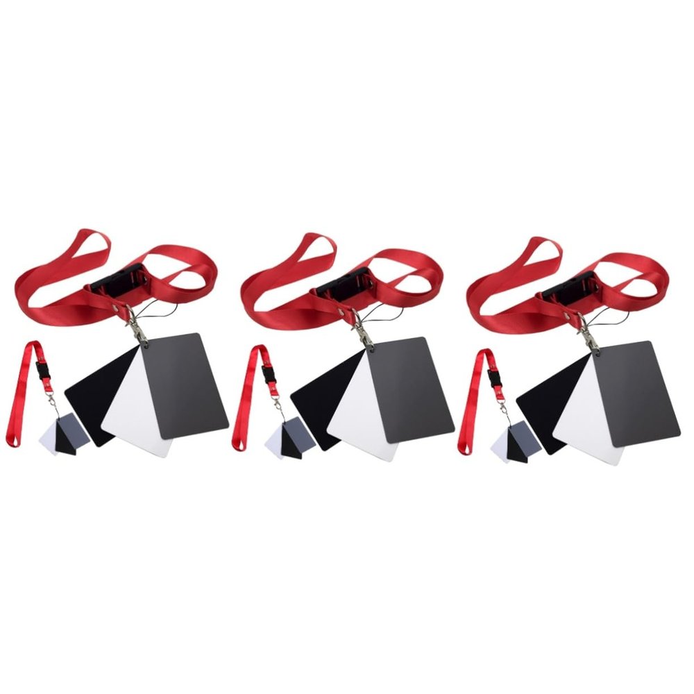 HOMSFOU 6pcs Camera Film Checker Portable Exposure Photography Balance Cards Lanyard Neck Strap