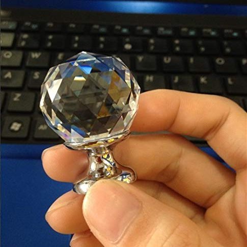 Southst Tiradores Muebles 1pcs 30mm Crystal Ball Handle Wardrobe Cabinet Drawer Single Yz-2004 - (Color: Silver)