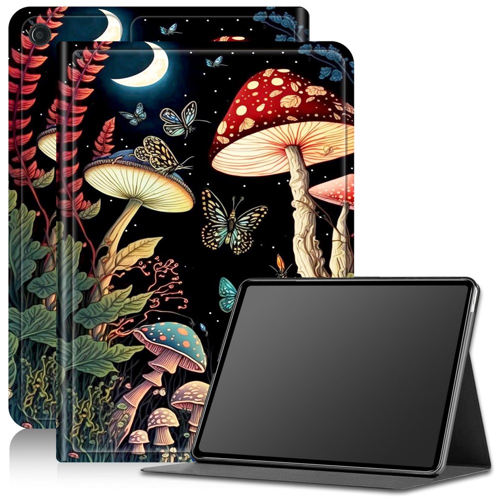 Amazon Fire HD 10 (9th Gen, 2019) 10.1" PU Leather Adjustable Stand Case with Auto Wake/Sleep, Mushroom Flower