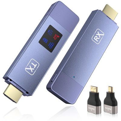 Wireless HDMI Transmitter and Receiver, Wireless HD Extender Plug & Play Portable 2.4G/5G with LED Screen HDMI Kit for Streaming Video and Audio to Monitor from Laptop/Pc/Tv Box/Projector