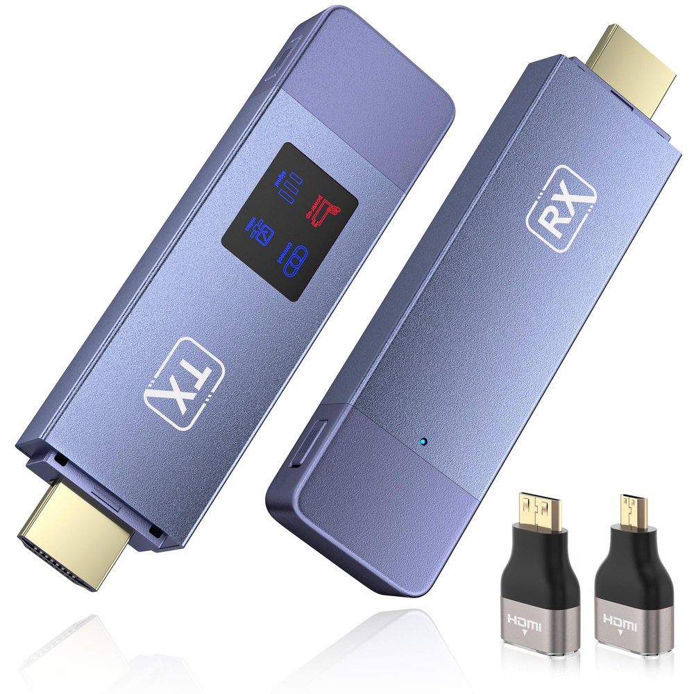 Wireless HDMI Transmitter and Receiver, Wireless HD Extender Plug & Play Portable 2.4G/5G with LED Screen HDMI Kit for Streaming Video and Audio to Monitor from Laptop/Pc/Tv Box/Projector