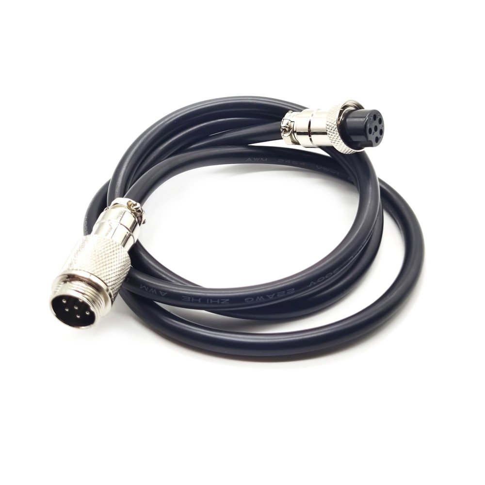 FOWIUNYE GX16 6 Pin Cable Male to Female Head Aviation Cordset, GX16 6 Pin Panel Mount Circular Metal Aviation Connector Adapter Male to Female5Meter