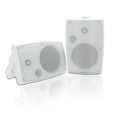 Herdio 400W 6.5 Inch Passive Outdoor Speakers Wired Waterproof,2 Way Wall Mounted Speakers with Powerful Bass for Patio Home Indoor Poolside Deck Backyard (Pair,White)