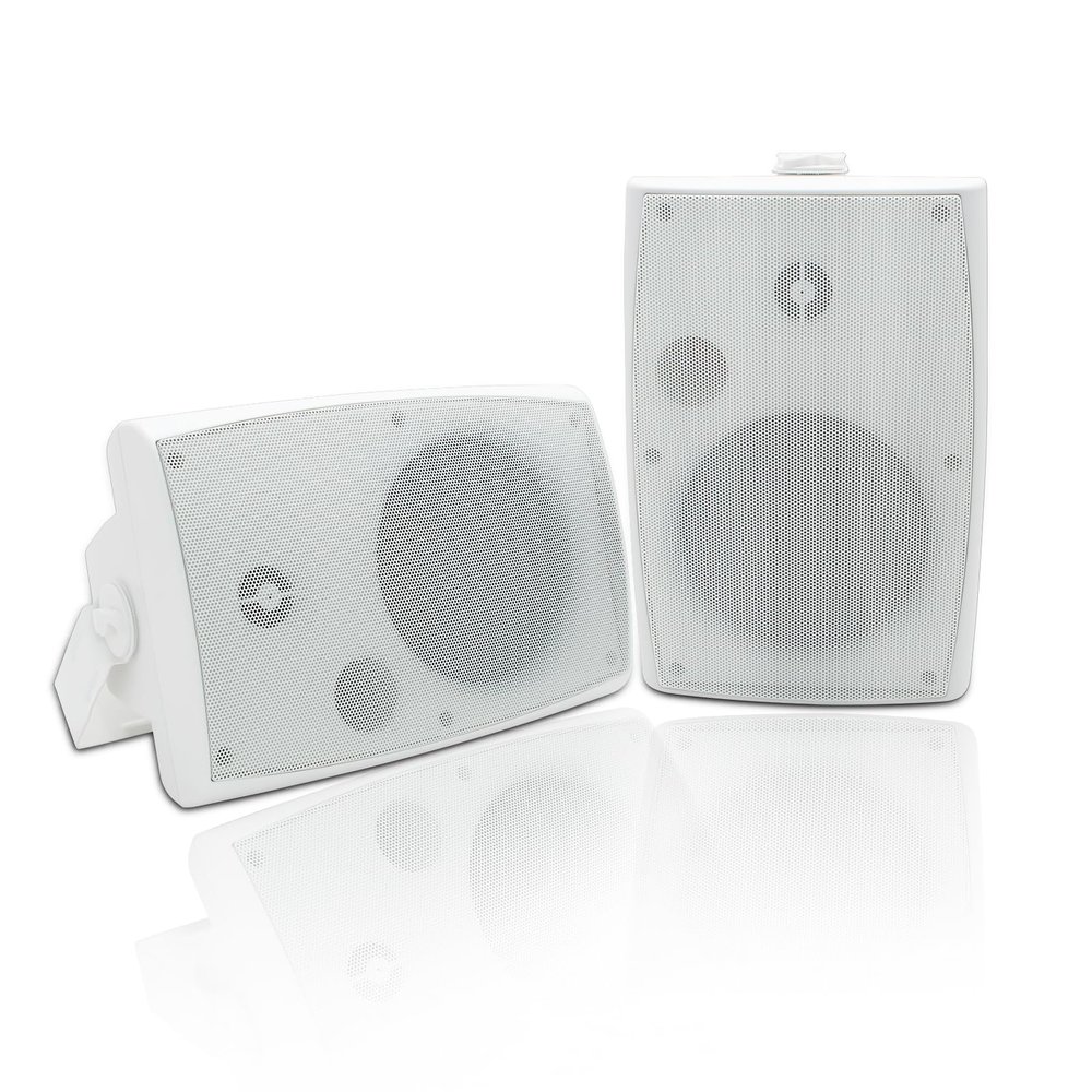 Herdio 400W 6.5 Inch Passive Outdoor Speakers Wired Waterproof,2 Way Wall Mounted Speakers with Powerful Bass for Patio Home Indoor Poolside Deck Backyard (Pair,White)