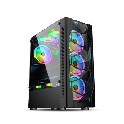 ARrase Mid-Tower Gaming PC Case,Desktop ATX Micro-ATX ITX Case,Tempered Glass Side Panel,Pre-Installed 6 Fans,Suitable for Gaming and Office Work (Color : White), 18648