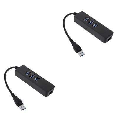 Hemoton 2pcs Triple USB Hub Ethernet Adapter Fast Data Transfer for Laptop Pc Tv
