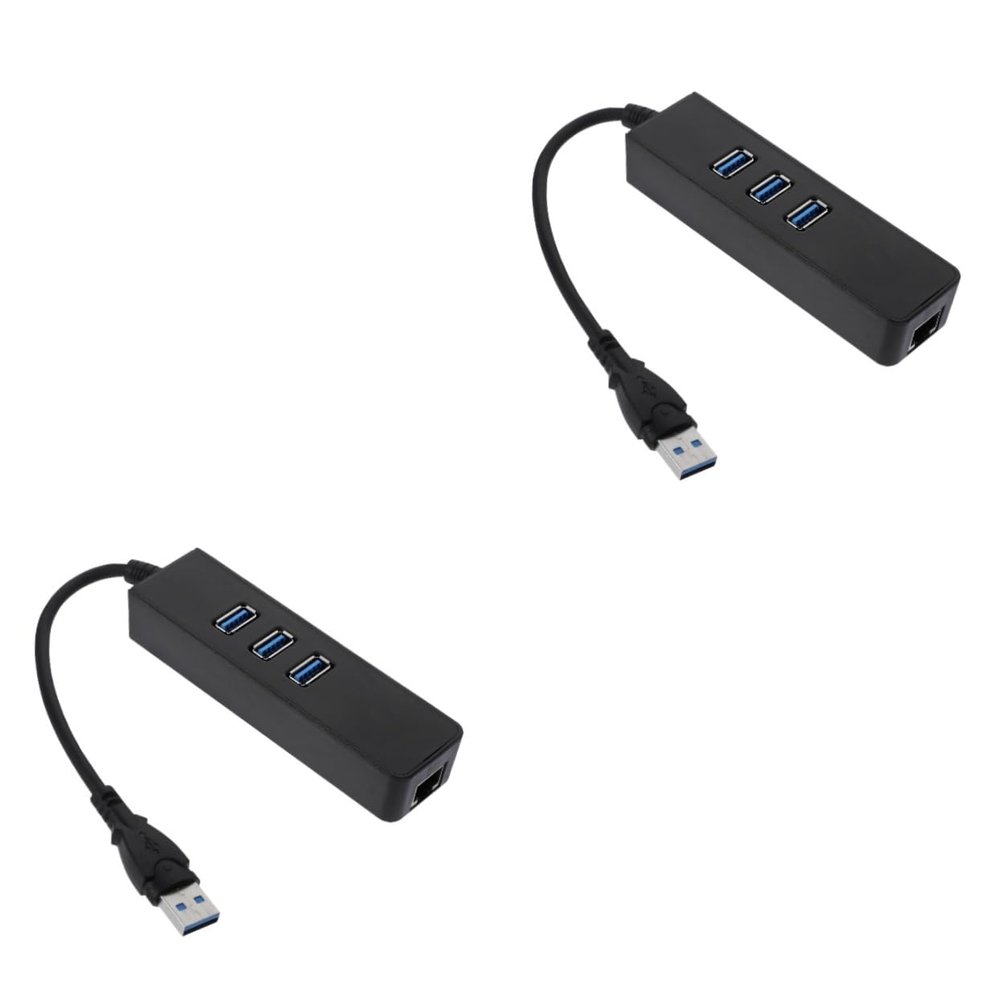 Hemoton 2pcs Triple USB Hub Ethernet Adapter Fast Data Transfer for Laptop Pc Tv