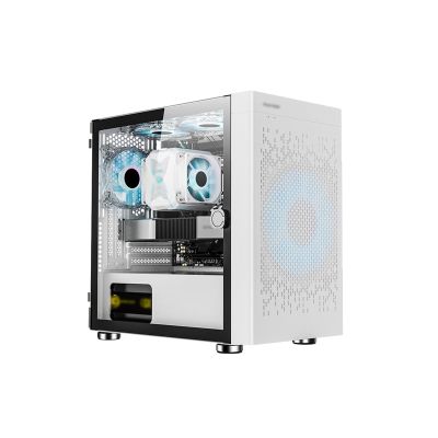 ARrase Gaming Case,Mid-Tower Micro ATX/ITX Case,Pre-Installed 5-Fan DIY Case,Tempered Glass Side Panel,Supports Water Cooling,USB 3.0 (Color : White), 18648