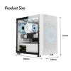 ARrase Gaming Case,Mid-Tower Micro ATX/ITX Case,Pre-Installed 5-Fan DIY Case,Tempered Glass Side Panel,Supports Water Cooling,USB 3.0 (Color : White), 18648 view 2