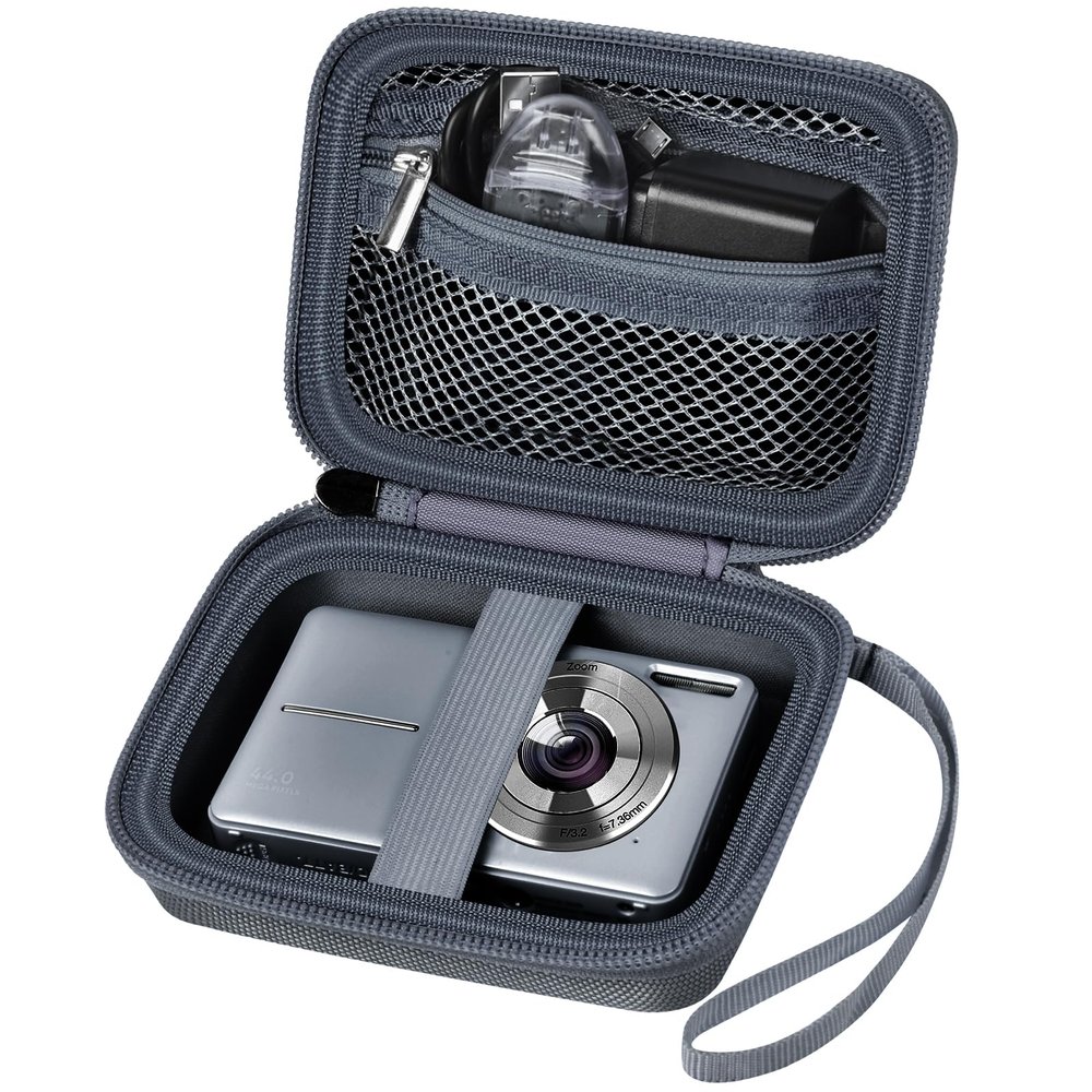 Digital Camera Case Compatible with VAHOIALD FHD 1080P/ for CAMKORY Digital Point and Shoot/for KODAK PIXPRO FZ45-BK 16MP Vlogging/for IWEUKJLO/for Nsoela, Holder for SD Card More- Grey (Box Only)