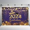MEHOFOND 8x6ft Class of 2024 Graduation Backdrop Purple Gold Graduation Photography Backdrop Congrats Grad Prom Party Decoration Banner Glitter 2024 Graduation Backdrop Party Decor Photo Studio Props view 2