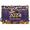 MEHOFOND 8x6ft Class of 2024 Graduation Backdrop Purple Gold Graduation Photography Backdrop Congrats Grad Prom Party Decoration Banner Glitter 2024 Graduation Backdrop Party Decor Photo Studio Props view 3
