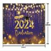 MEHOFOND 8x6ft Class of 2024 Graduation Backdrop Purple Gold Graduation Photography Backdrop Congrats Grad Prom Party Decoration Banner Glitter 2024 Graduation Backdrop Party Decor Photo Studio Props view 4